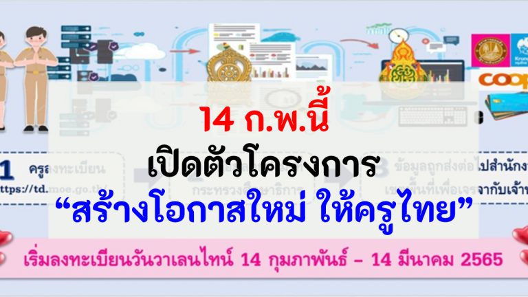 14 ก.พ.นี้ เปิดตัวโครงการ “สร้างโอกาสใหม่ ให้ครูไทย” ให้ครูทั่วประเทศลงทะเบียนแสดงความจำนงให้ ศธ.เป็นตัวกลางช่วยครูไกล่เกลี่ยแก้ไขปัญหาหนี้สิน